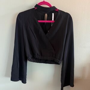Zara Black Women's Blouse with Wrap Design Size S